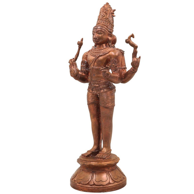 Handmade Bronze Shiva Idol Panchaloha Statue | Mahadev, Nataraja, Neelkanth Murti for Temple & Home Decor,Gold, 13 Inch, 1 Piece