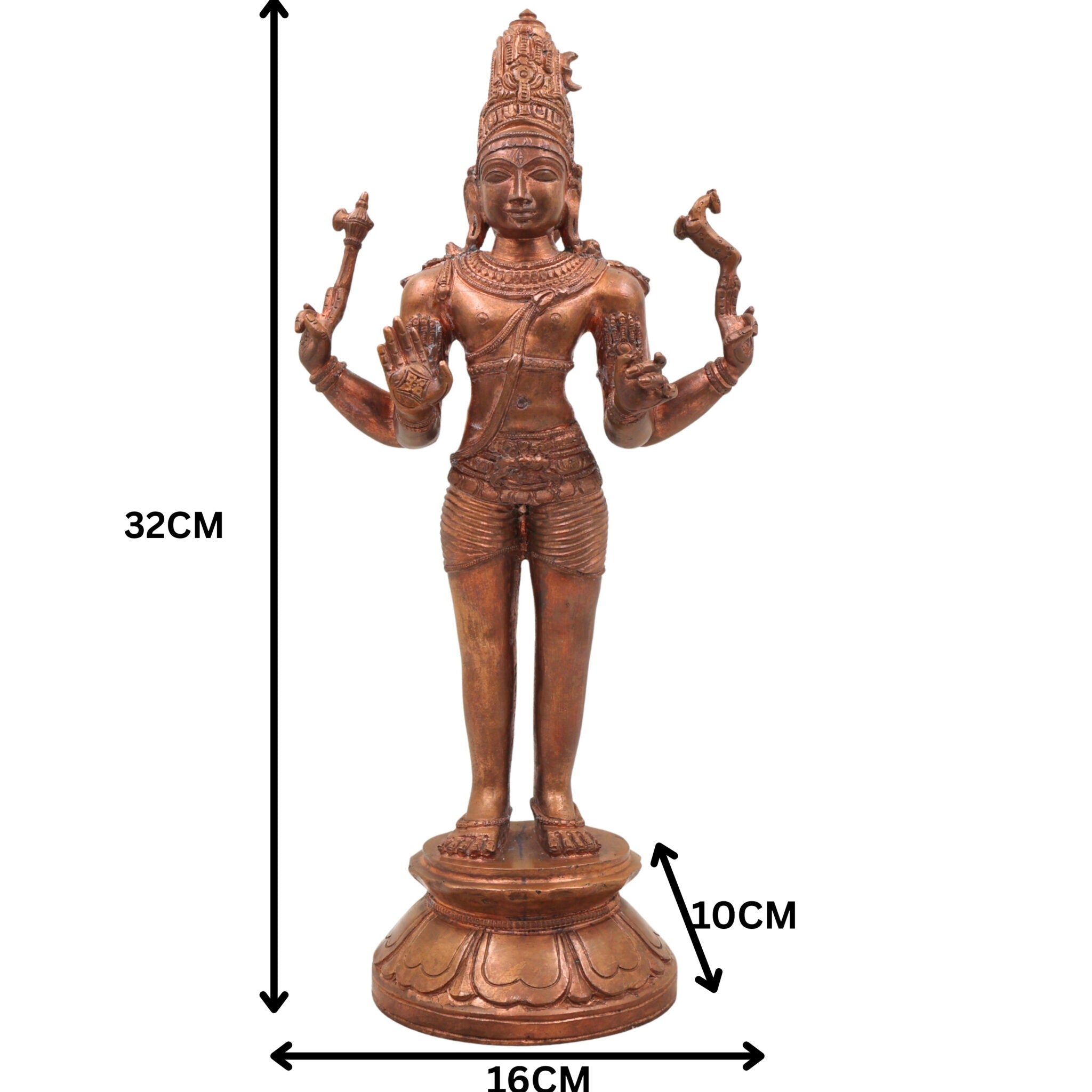 Handmade Bronze Shiva Idol Panchaloha Statue | Mahadev, Nataraja, Neelkanth Murti for Temple & Home Decor,Gold, 13 Inch, 1 Piece