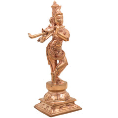 Handmade Panchaloha Bronze Krishna Idol – Lord Krishna Murti Gopal Govinda Kanha Statue for Temple, Home Decor & Gift,Gold, 10.5 Inch, 1 Piece