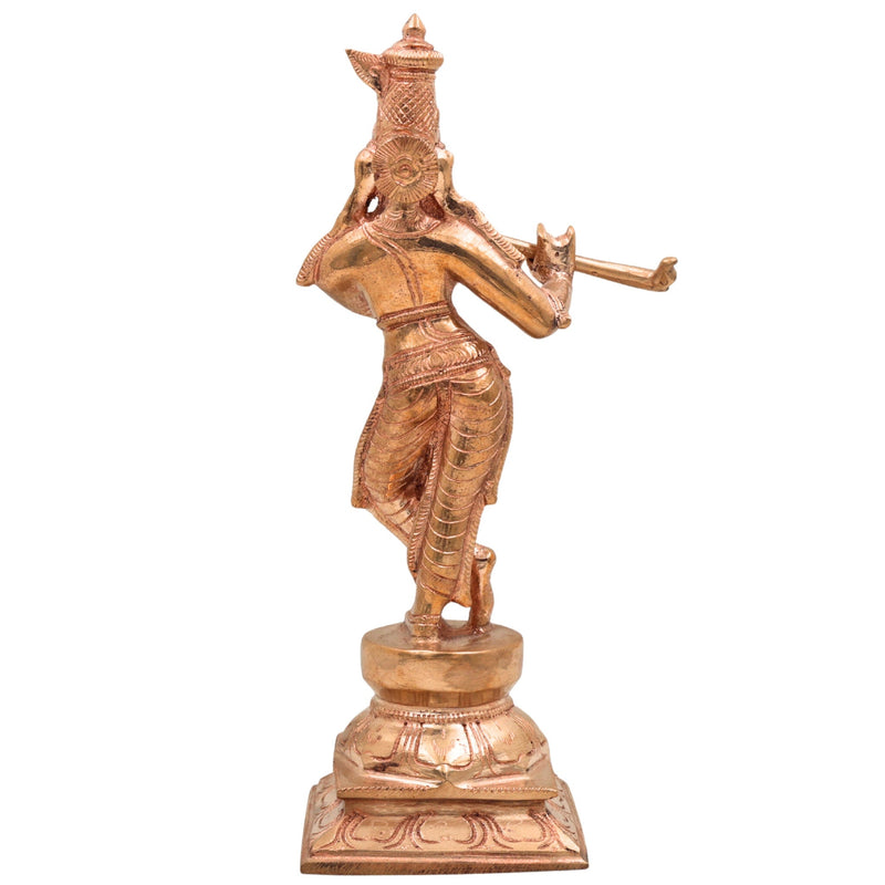 Handmade Panchaloha Bronze Krishna Idol – Lord Krishna Murti Gopal Govinda Kanha Statue for Temple, Home Decor & Gift,Gold, 10.5 Inch, 1 Piece