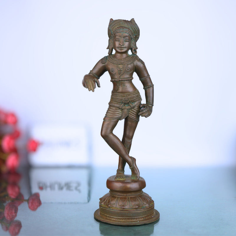 Handcrafted Bronze Vrishavahana Idol | Panchaloha Nandi Vahana Statue | Traditional Chola Art Panchaloham Vrishabha Murti for Temple & Home Decor,Brown, 13 Inch, 1 Piece