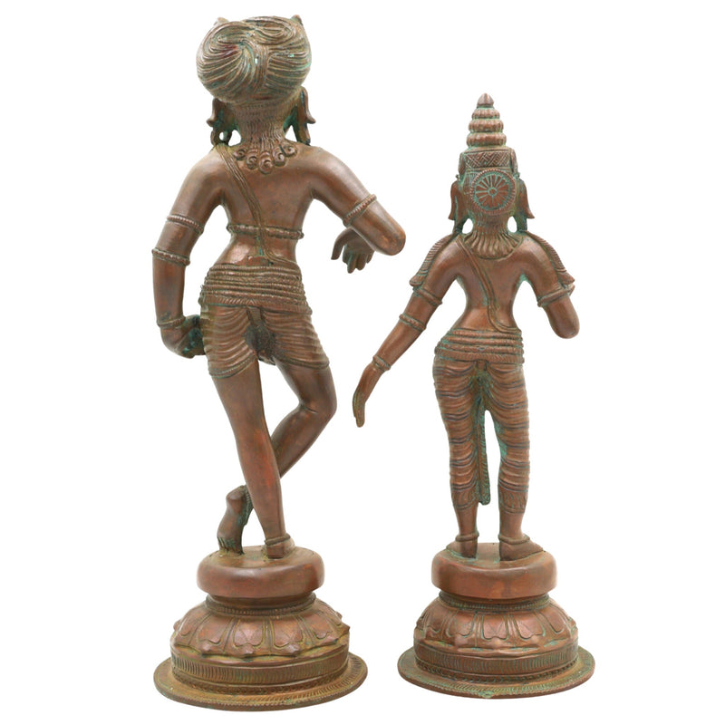 Handcrafted Bronze Panchaloha Vrishavahana Parvathi Idol, Divine Shakti Murti, South Indian Traditional Vrishabha Vahana Parvati Statue for Temple & Home Decor,Brown, 13 Inch, 1set