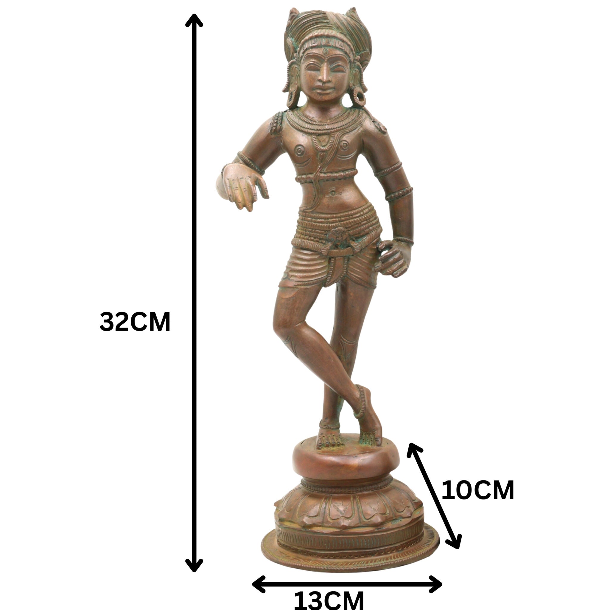 Handcrafted Bronze Panchaloha Vrishavahana Parvathi Idol, Divine Shakti Murti, South Indian Traditional Vrishabha Vahana Parvati Statue for Temple & Home Decor,Brown, 13 Inch, 1set