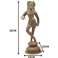 Handcrafted Bronze Panchaloha Vrishavahana Parvathi Idol, Divine Shakti Murti, South Indian Traditional Vrishabha Vahana Parvati Statue for Temple & Home Decor,Brown, 13 Inch, 1set