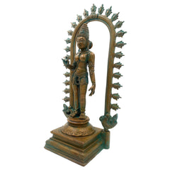 Handcrafted Bronze Goddess Parvati Idol, Panchadhatu Adi Parashakti Silai, Parvati Murti for Pooja, Home Decor, Bhoga Shakti Sculpture, Brown, 15 Inch, 1 Piece