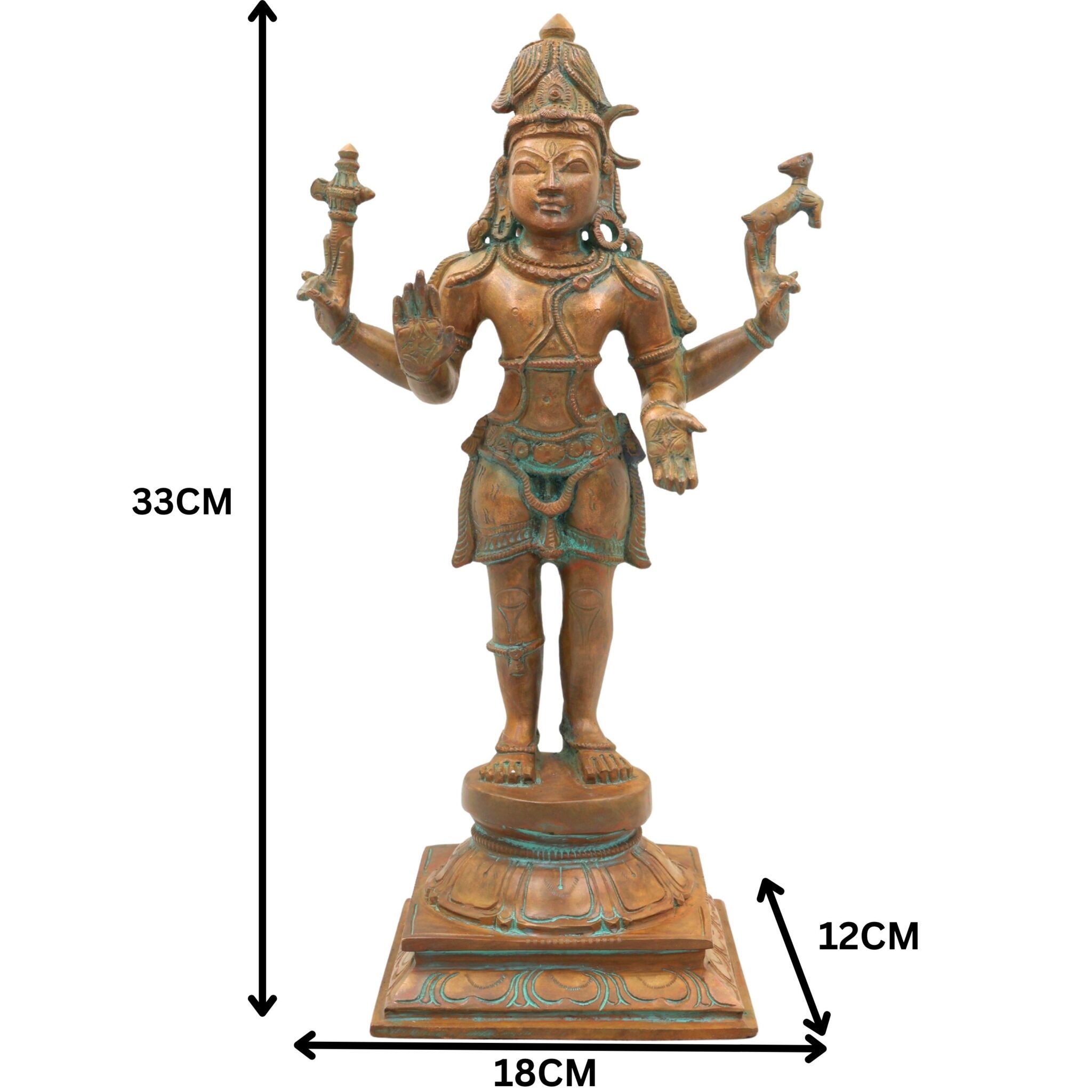 Bronze Lord Shiva Idols, Shiv Statue, Shankar Murti, Home Decor, Showpiece,Brown, 13 Inch, 1 Piece