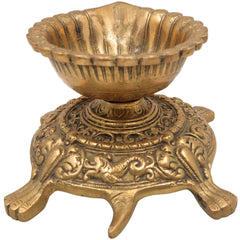 Brass Turtle Deepam Kuthu Vilakku, Traditional Pital Diya Lamp for Pooja, Nilavilakku Deepa Jyoti, Gold, 4 Inch, 1 Piece