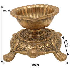 Brass Turtle Deepam Kuthu Vilakku, Traditional Pital Diya Lamp for Pooja, Nilavilakku Deepa Jyoti, Gold, 4 Inch, 1 Piece