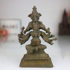 Handcrafted Panchamukha Ganapati Idol in Bronze Panchaloha, Panchamukhi Ganesha, Vinayaka, Pillaiyar, Vighneshvara Statue for Home Temple & Vastu Decor,Brown, 6 Inch, 1 Piece
