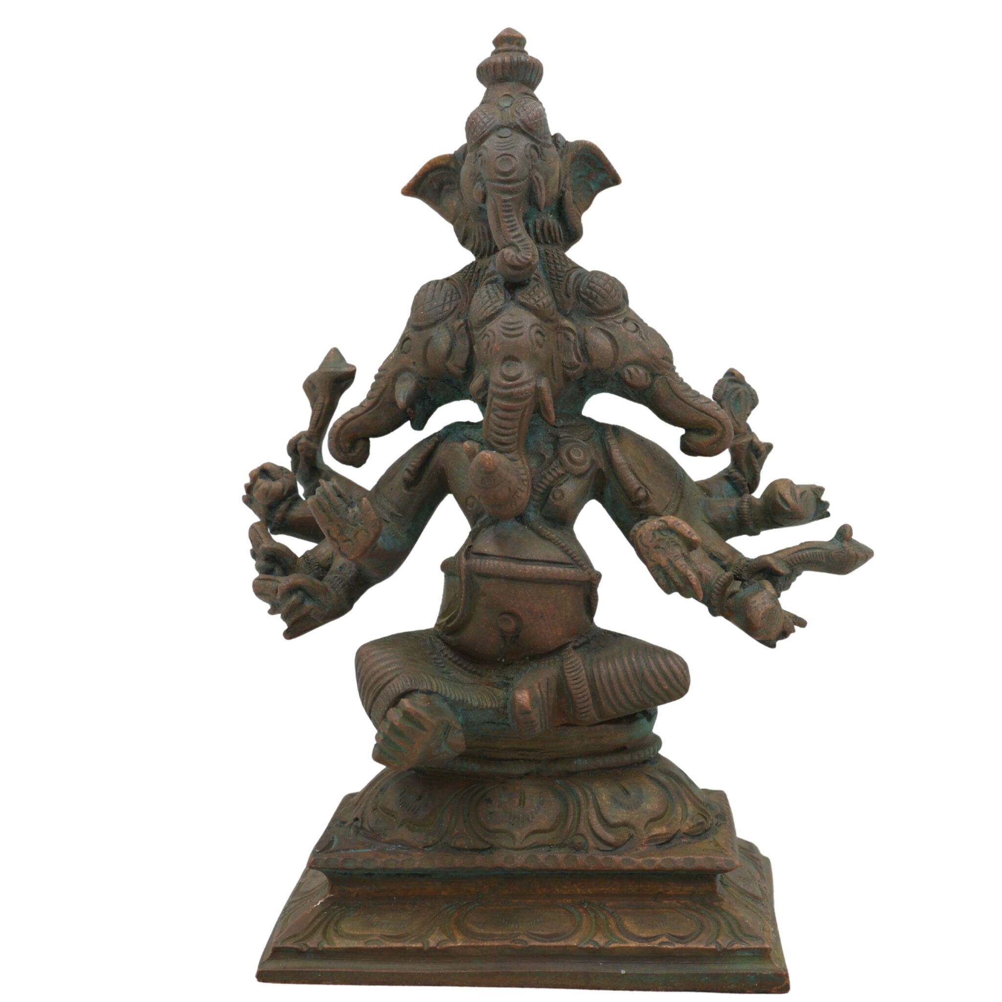 Handcrafted Panchamukha Ganapati Idol in Bronze Panchaloha, Panchamukhi Ganesha, Vinayaka, Pillaiyar, Vighneshvara Statue for Home Temple & Vastu Decor,Brown, 6 Inch, 1 Piece