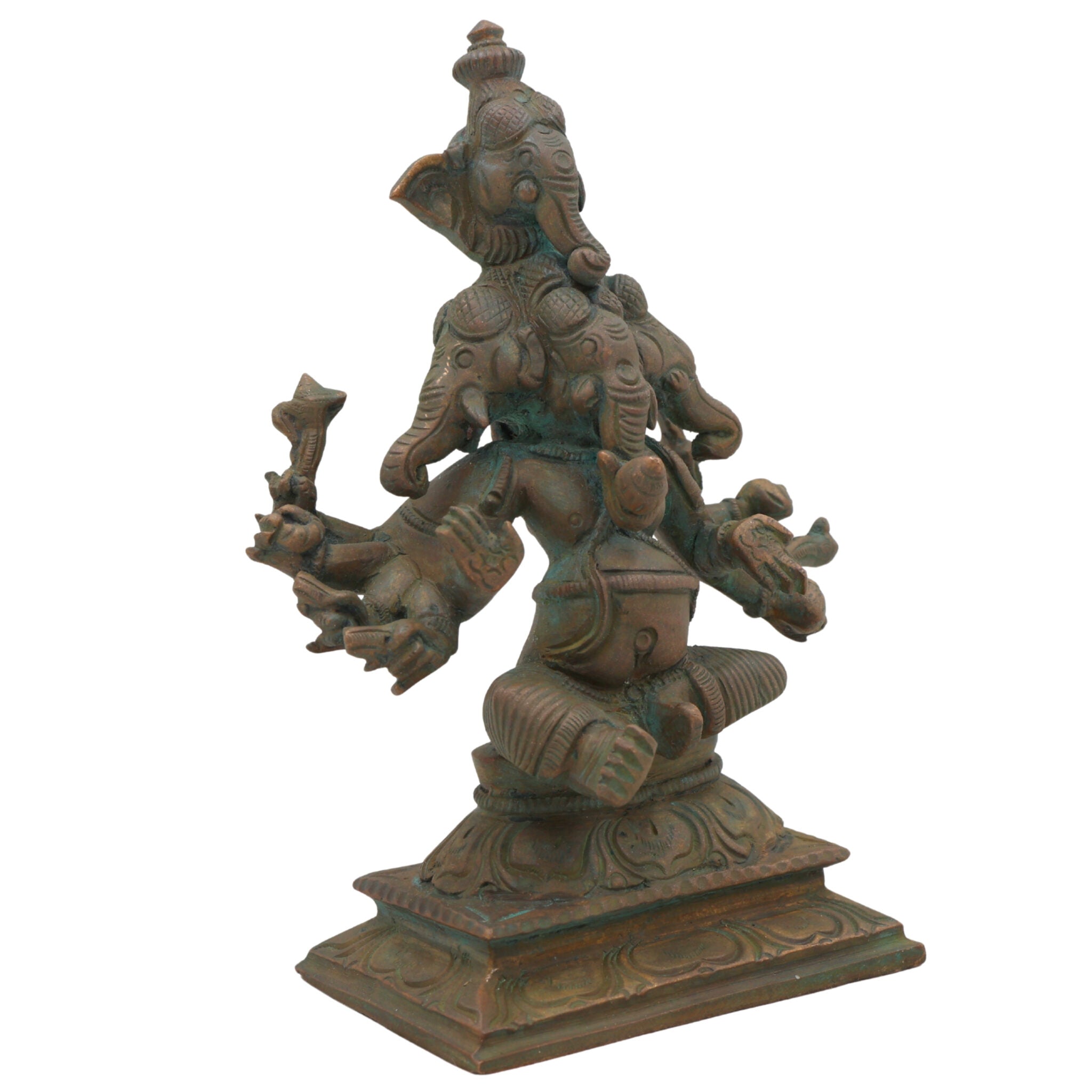 Handcrafted Panchamukha Ganapati Idol in Bronze Panchaloha, Panchamukhi Ganesha, Vinayaka, Pillaiyar, Vighneshvara Statue for Home Temple & Vastu Decor,Brown, 6 Inch, 1 Piece