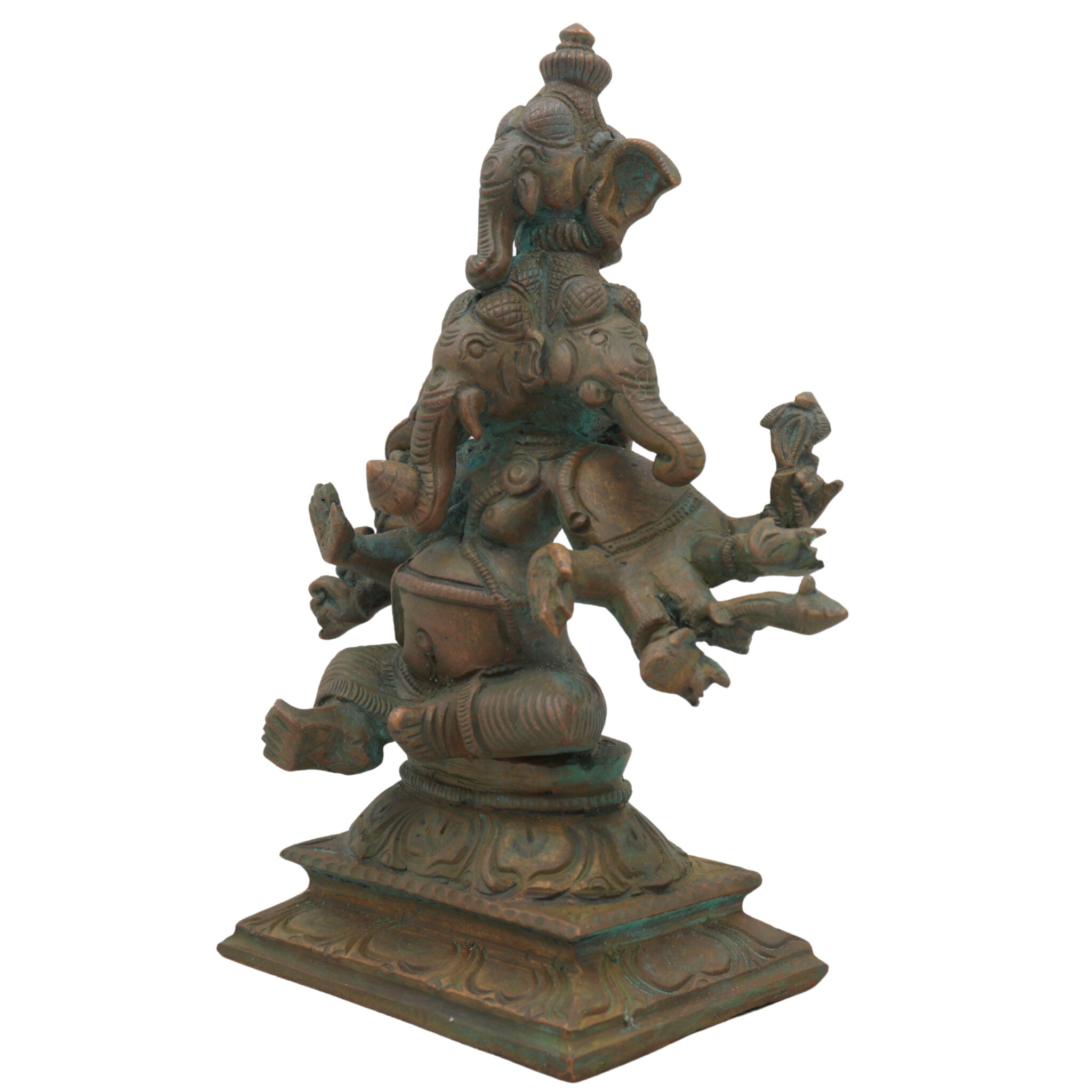 Handcrafted Panchamukha Ganapati Idol in Bronze Panchaloha, Panchamukhi Ganesha, Vinayaka, Pillaiyar, Vighneshvara Statue for Home Temple & Vastu Decor,Brown, 6 Inch, 1 Piece