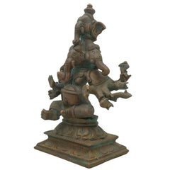 Handcrafted Panchamukha Ganapati Idol in Bronze Panchaloha, Panchamukhi Ganesha, Vinayaka, Pillaiyar, Vighneshvara Statue for Home Temple & Vastu Decor,Brown, 6 Inch, 1 Piece