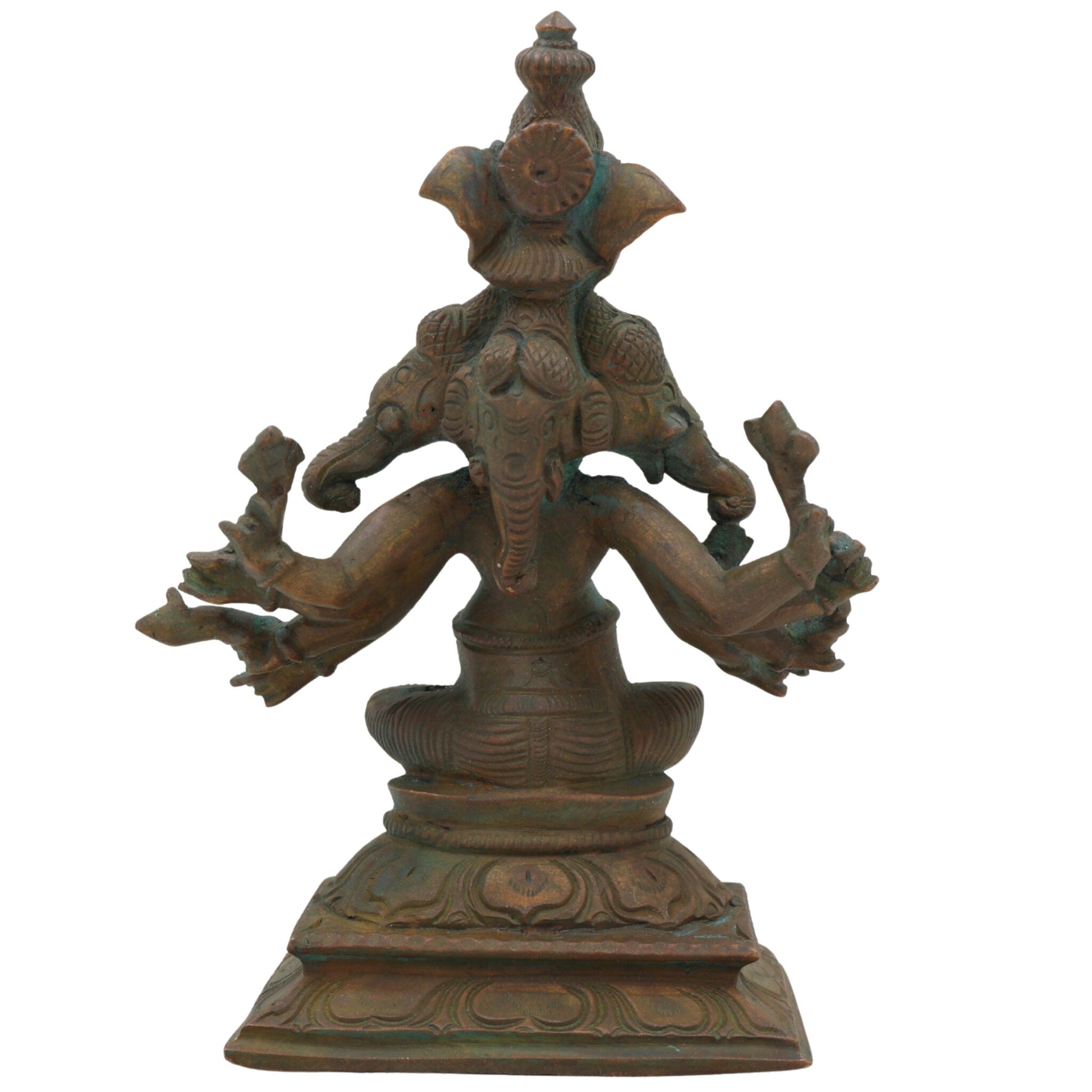 Handcrafted Panchamukha Ganapati Idol in Bronze Panchaloha, Panchamukhi Ganesha, Vinayaka, Pillaiyar, Vighneshvara Statue for Home Temple & Vastu Decor,Brown, 6 Inch, 1 Piece