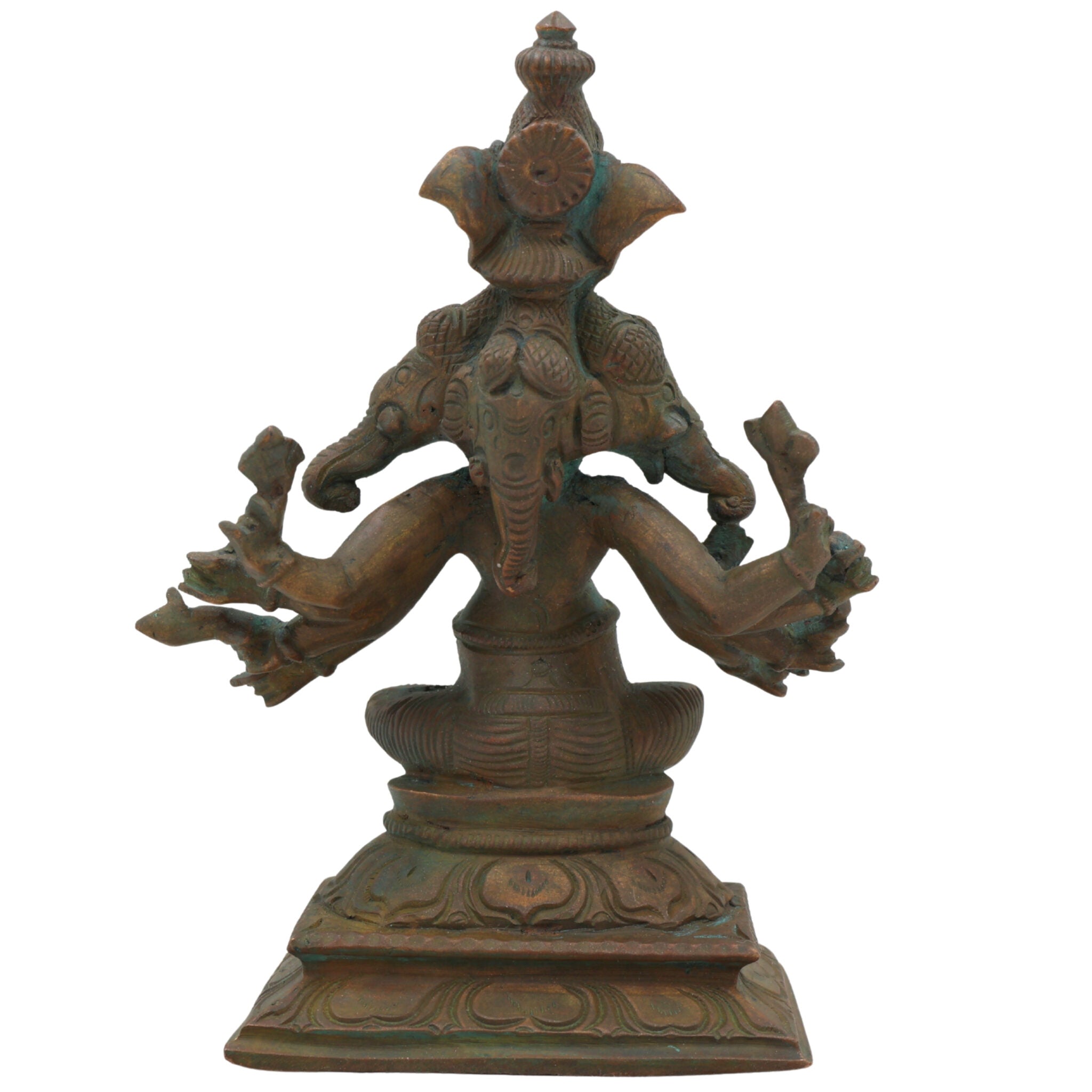 Handcrafted Panchamukha Ganapati Idol in Bronze Panchaloha, Panchamukhi Ganesha, Vinayaka, Pillaiyar, Vighneshvara Statue for Home Temple & Vastu Decor,Brown, 6 Inch, 1 Piece