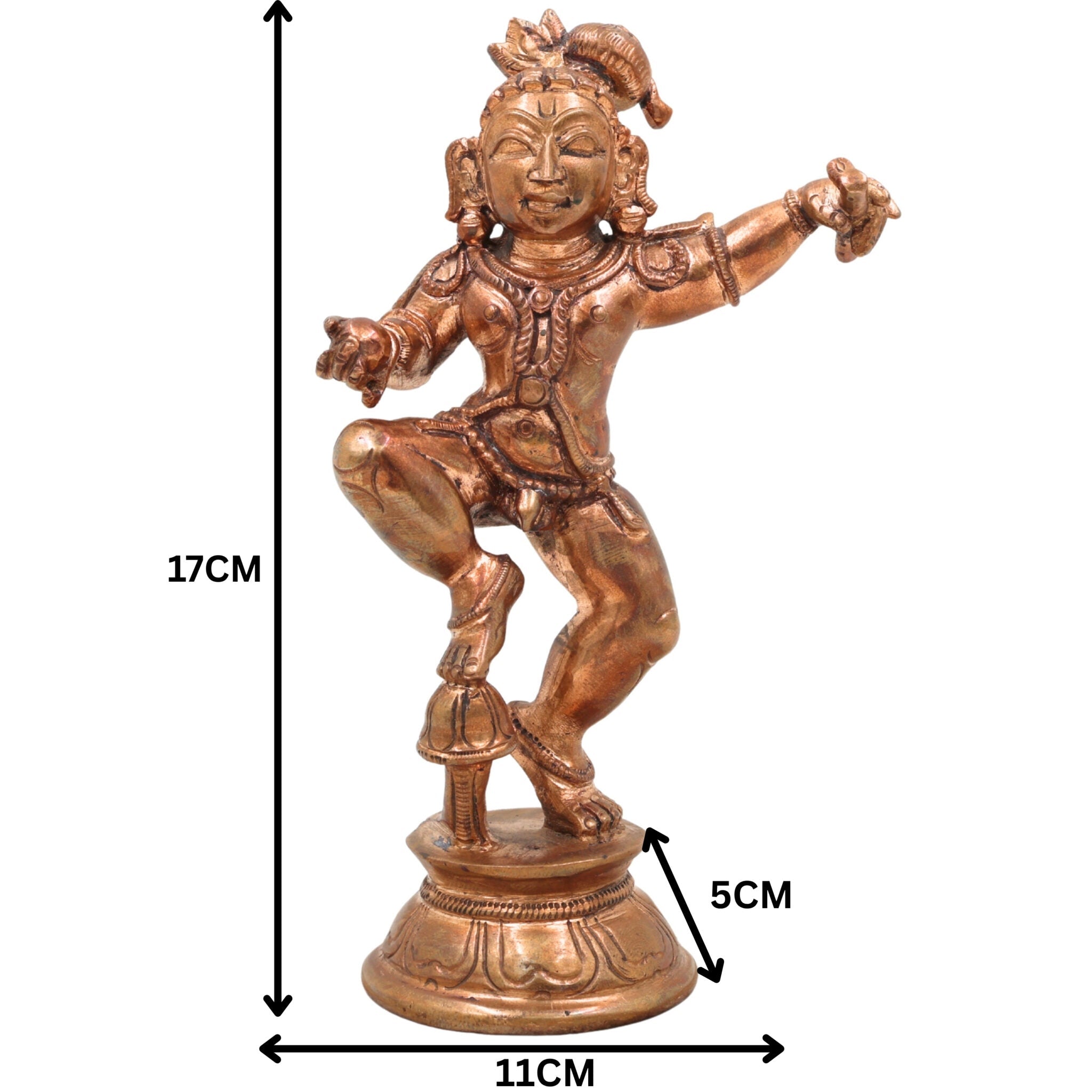Handcrafted Bronze Bal Gopal Idol – Panchaloha Laddu Gopal, Natkhat Krishna, Makhan Chor, Nand Kishore, Banke Bihari, Chola Art South Indian Temple Statue, Brown, 7 Inch, 1 Piece