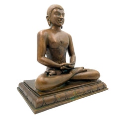 Handcrafted Bronze Panchaloha Mahavira Idol – Vardhamana Swami Jain Tirthankara Statue for Temple & Home Decor,Brown, 12 Inch, 1 Piece