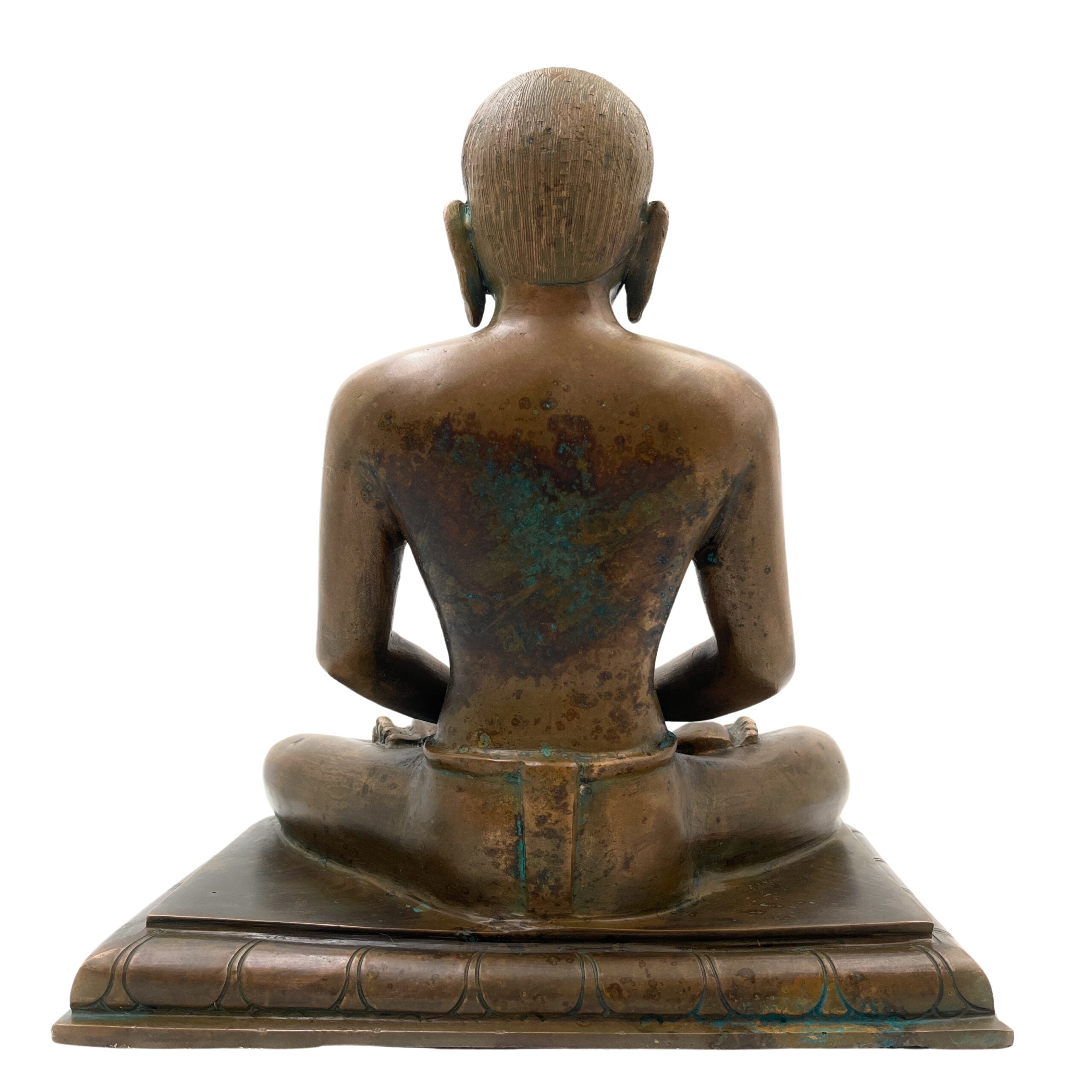 Handcrafted Bronze Panchaloha Mahavira Idol – Vardhamana Swami Jain Tirthankara Statue for Temple & Home Decor,Brown, 12 Inch, 1 Piece