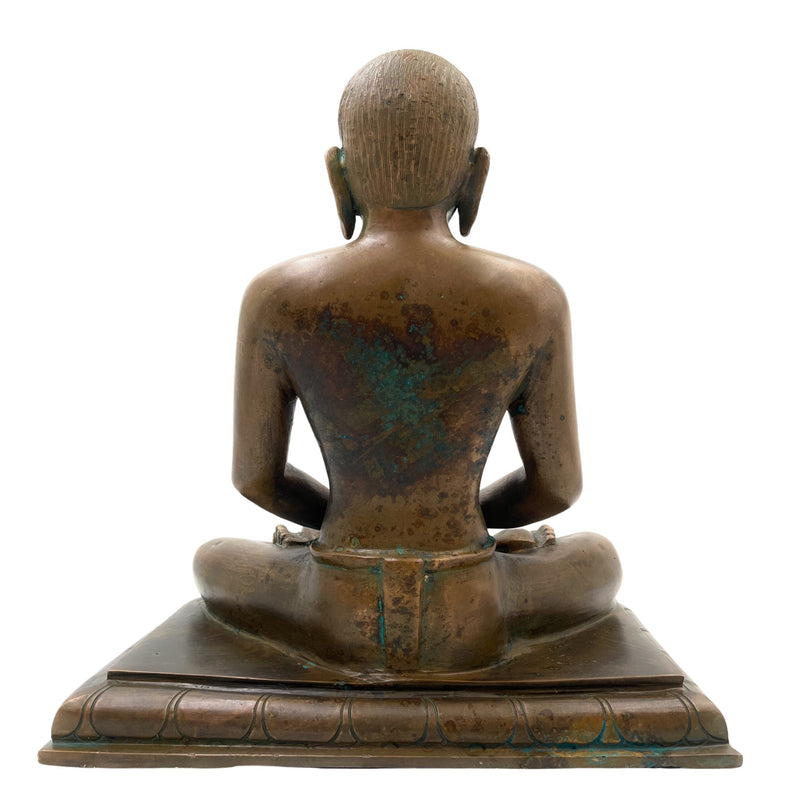 Handcrafted Bronze Panchaloha Mahavira Idol – Vardhamana Swami Jain Tirthankara Statue for Temple & Home Decor,Brown, 12 Inch, 1 Piece
