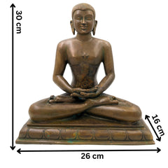 Handcrafted Bronze Panchaloha Mahavira Idol – Vardhamana Swami Jain Tirthankara Statue for Temple & Home Decor,Brown, 12 Inch, 1 Piece