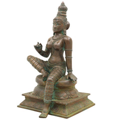 Handcrafted Bronze Parvati Idol | Panchaloha Gauri Uma Durga Mahadevi Statue | South Indian Chola Art Devi Murti for Puja & Décor,Brown, 9.5 Inch, 1 Piece