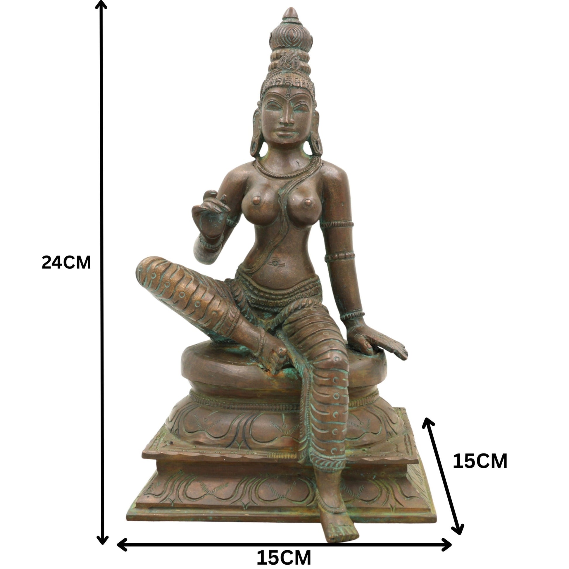 Handcrafted Bronze Parvati Idol | Panchaloha Gauri Uma Durga Mahadevi Statue | South Indian Chola Art Devi Murti for Puja & Décor,Brown, 9.5 Inch, 1 Piece
