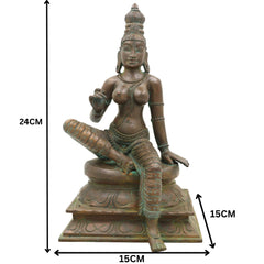 Handcrafted Bronze Parvati Idol | Panchaloha Gauri Uma Durga Mahadevi Statue | South Indian Chola Art Devi Murti for Puja & Décor,Brown, 9.5 Inch, 1 Piece