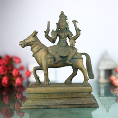 Handcrafted Bronze Varahi Amman Idol in Panchaloha – Chola Style Goddess Varahi | Dandini | Barahi | Shakti Devi Sculpture for Temple & Pooja (33cm),Brown, 13 Inch, 1 Piece