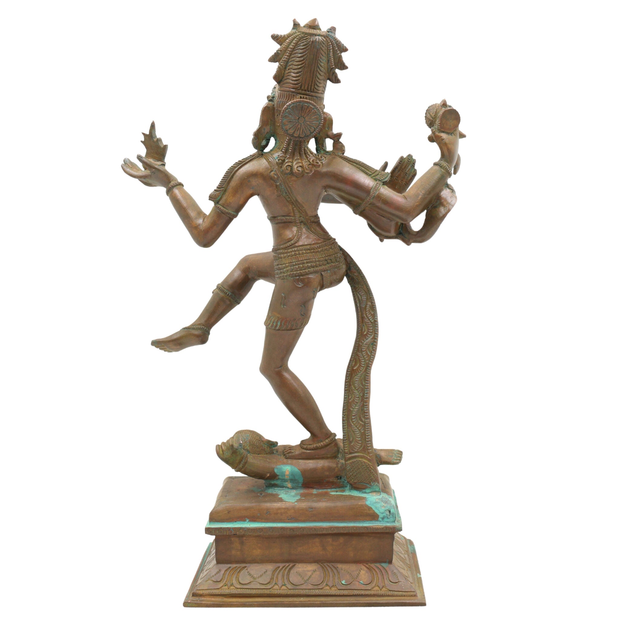 Handcrafted Bronze Dancing Nataraja Idol, Hindu God Shiva Statue, Natraj Murti, Panchaloha Nataraja Vigraha, Chola Art Natraja Silai, Brown, 13.5 Inch, 1 Piece