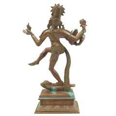 Handcrafted Bronze Dancing Nataraja Idol, Hindu God Shiva Statue, Natraj Murti, Panchaloha Nataraja Vigraha, Chola Art Natraja Silai, Brown, 13.5 Inch, 1 Piece