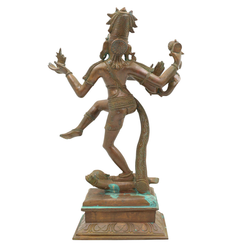 Handcrafted Bronze Dancing Nataraja Idol, Hindu God Shiva Statue, Natraj Murti, Panchaloha Nataraja Vigraha, Chola Art Natraja Silai, Brown, 13.5 Inch, 1 Piece