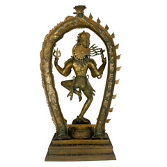 Bronze Big Ardhanarishvara Idol – Panchaloha Ardhanari Statue, Spiritual Shiva-Parvati Murti, 43 Inch, Brown, 1 Piece