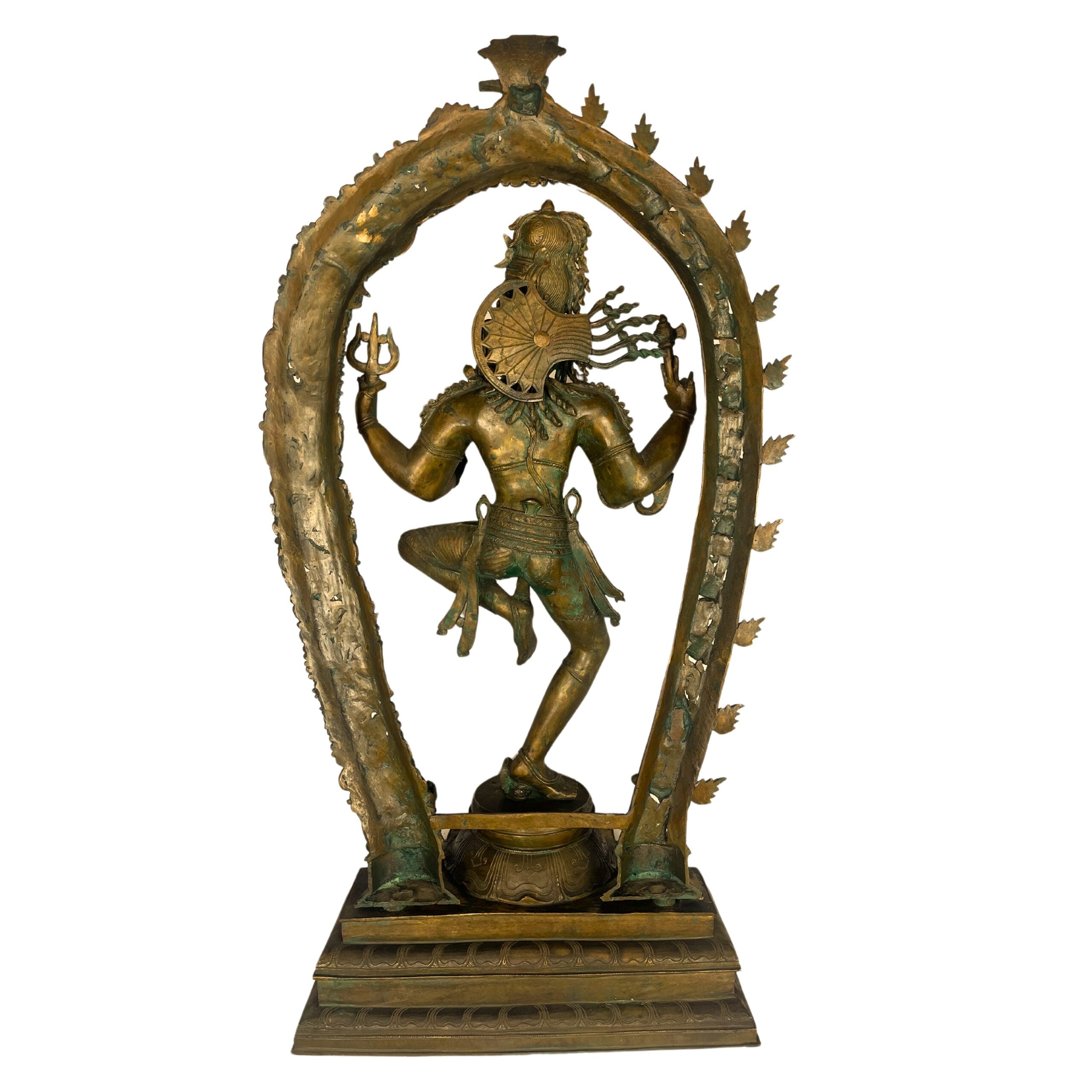 Bronze Big Ardhanarishvara Idol – Panchaloha Ardhanari Statue, Spiritual Shiva-Parvati Murti, 43 Inch, Brown, 1 Piece