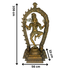 Bronze Big Ardhanarishvara Idol – Panchaloha Ardhanari Statue, Spiritual Shiva-Parvati Murti, 43 Inch, Brown, 1 Piece