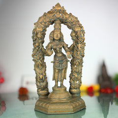 Handcrafted Bronze Mahalakshmi Idol with Prabhavali | Panchaloha Sri Lakshmi Devi | Goddess Laxmi ji for Pooja & Decor