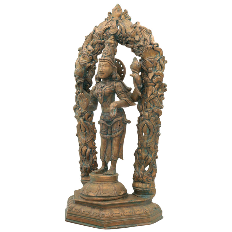 Handcrafted Bronze Mahalakshmi Idol with Prabhavali | Panchaloha Sri Lakshmi Devi | Goddess Laxmi ji for Pooja & Decor