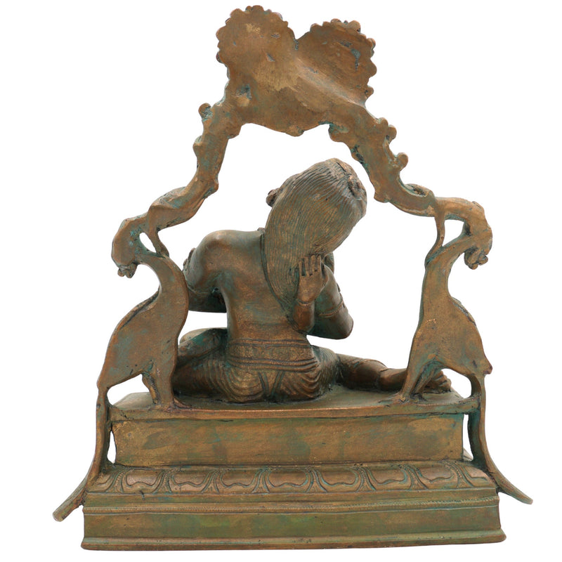 Panchaloha Yashoda Mata Breastfeeding Baby Krishna Bronze Idol – Handcrafted Chola Art Nursing Mother Statue, Amma Paal Kudukkum, Maa Doodh Pilati Hui, Mother Feeding Child Sculpture for Home Temple Décor,Brown,9Inch,1pice