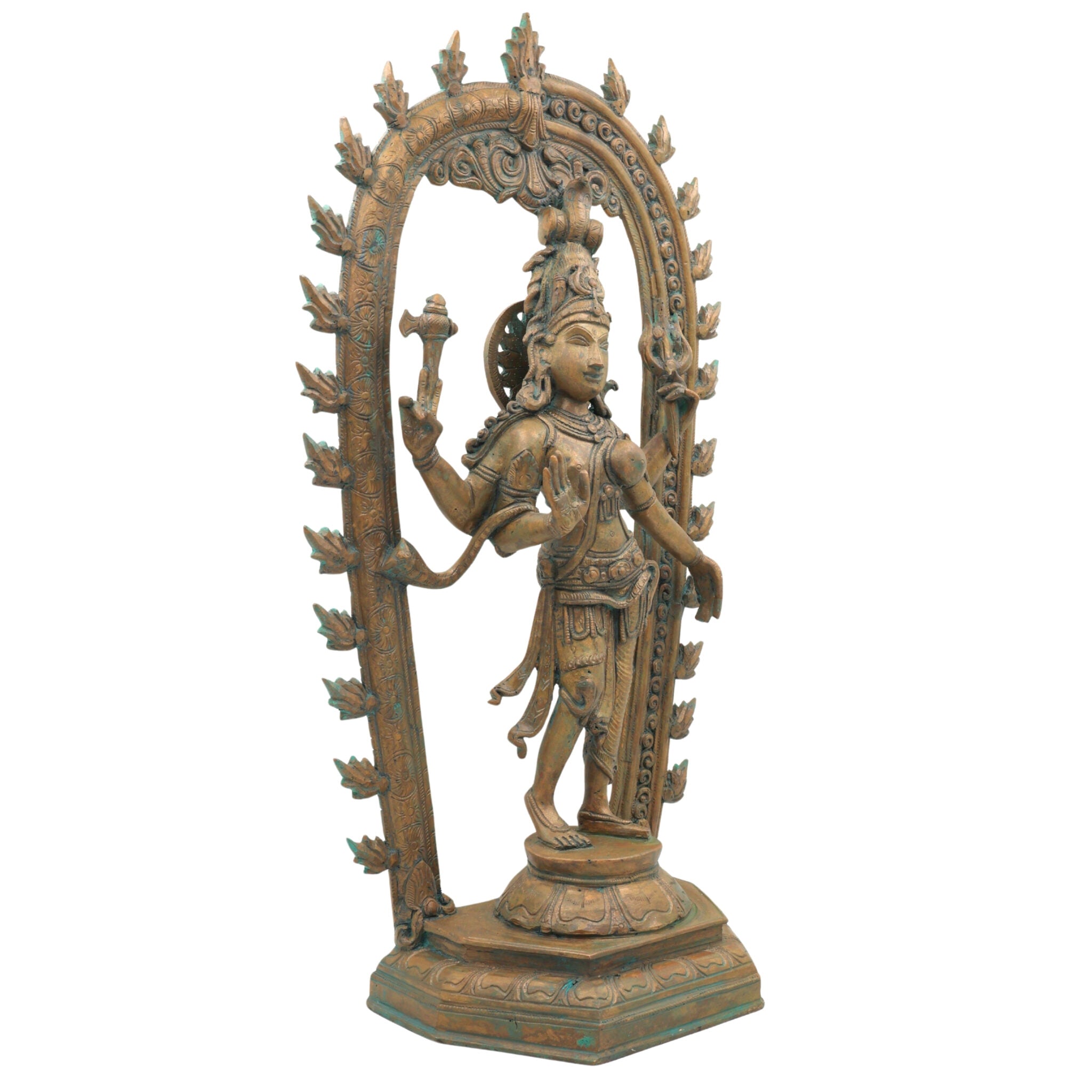 Bronze Ardhanarishvara Vigraha – Panchaloha Ardhanari Idol, Ardha Nariswara Silai, Shiva Parvati Murti Statue, Brown, 19 Inch, 1 Piece