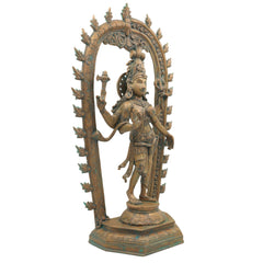 Bronze Ardhanarishvara Vigraha – Panchaloha Ardhanari Idol, Ardha Nariswara Silai, Shiva Parvati Murti Statue, Brown, 19 Inch, 1 Piece