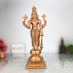 Handcrafted Bronze Panchaloha Vishnu Idol | Narayana, Govinda, Venkateswara, Padmanabha Murti for Temple & Home Decor,Brown,18Inch,1pice