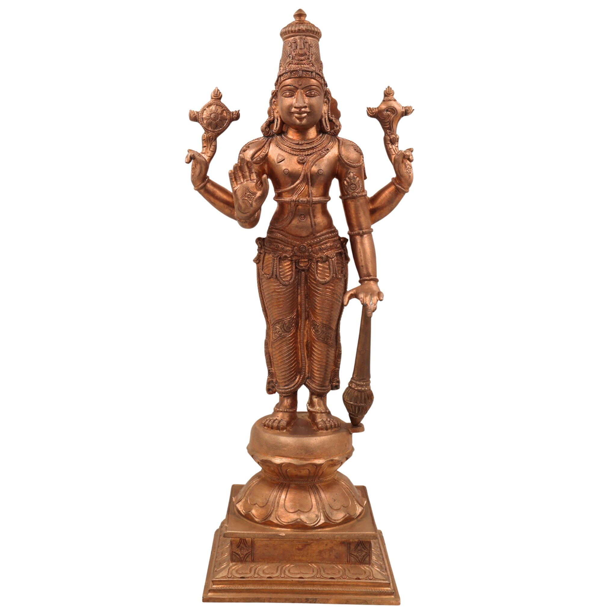 Handcrafted Bronze Panchaloha Vishnu Idol | Narayana, Govinda, Venkateswara, Padmanabha Murti for Temple & Home Decor,Brown,18Inch,1pice