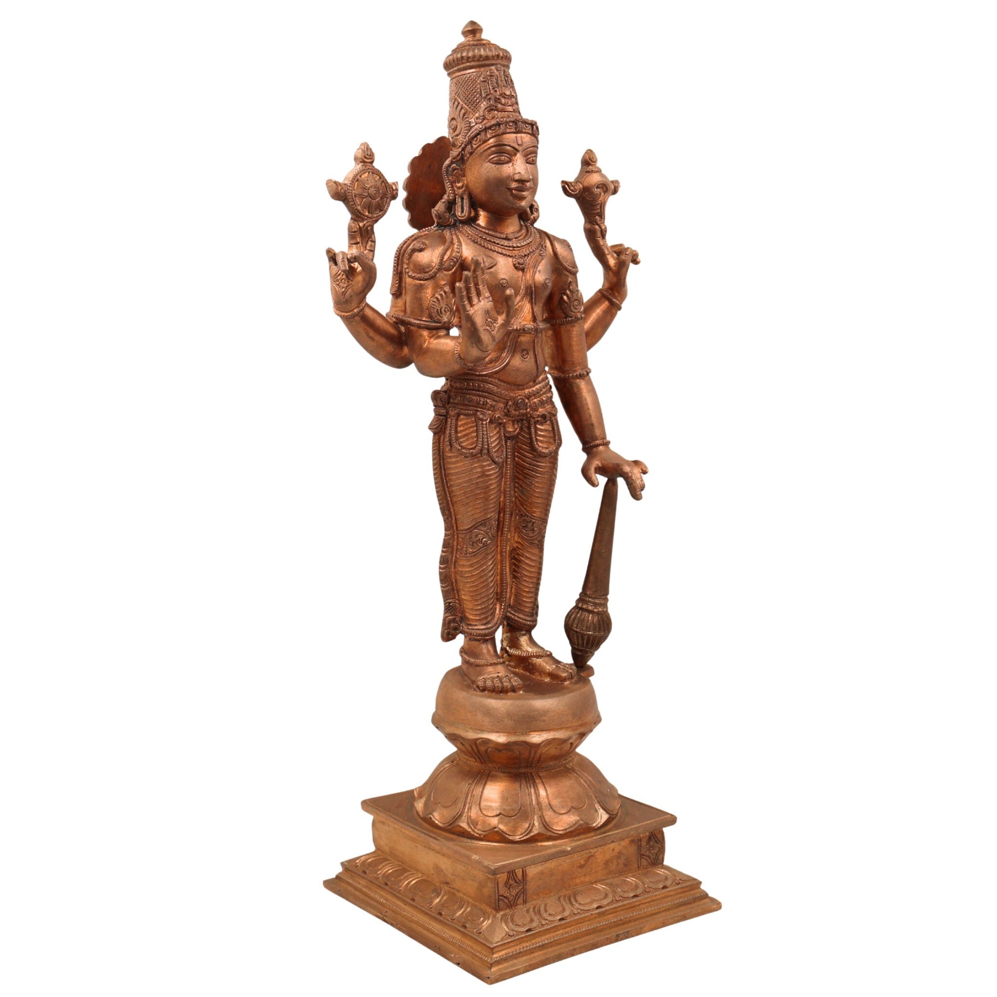 Handcrafted Bronze Panchaloha Vishnu Idol | Narayana, Govinda, Venkateswara, Padmanabha Murti for Temple & Home Decor,Brown,18Inch,1pice
