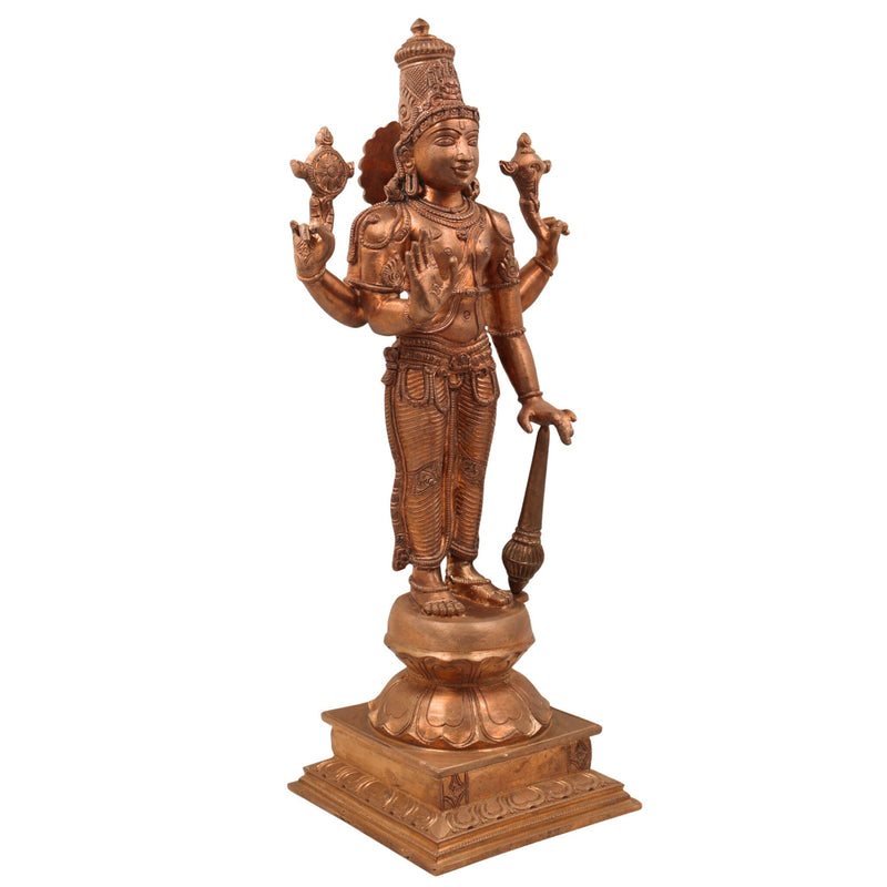 Handcrafted Bronze Panchaloha Vishnu Idol | Narayana, Govinda, Venkateswara, Padmanabha Murti for Temple & Home Decor,Brown,18Inch,1pice