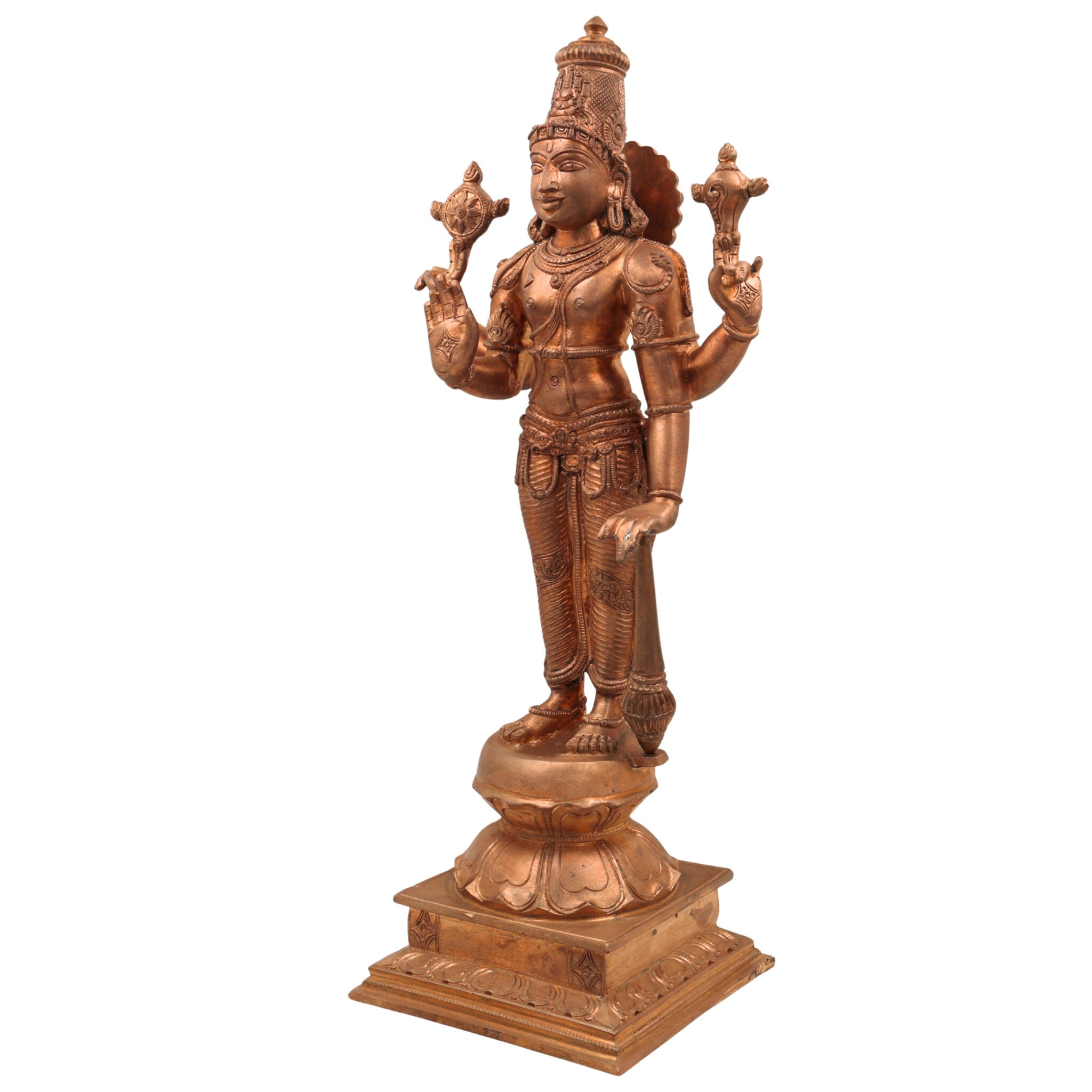 Handcrafted Bronze Panchaloha Vishnu Idol | Narayana, Govinda, Venkateswara, Padmanabha Murti for Temple & Home Decor,Brown,18Inch,1pice