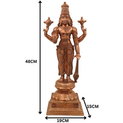 Handcrafted Bronze Panchaloha Vishnu Idol | Narayana, Govinda, Venkateswara, Padmanabha Murti for Temple & Home Decor,Brown,18Inch,1pice