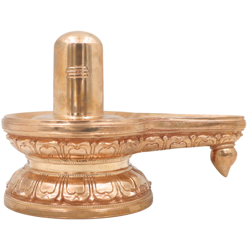 Bronze Shiva Lingam Idol, Handcrafted Chola Style Mahadev Shivling Murti for Pooja, Home Temple & Spiritual Gifting, Gold, 6.5 Inch, 1 Piece