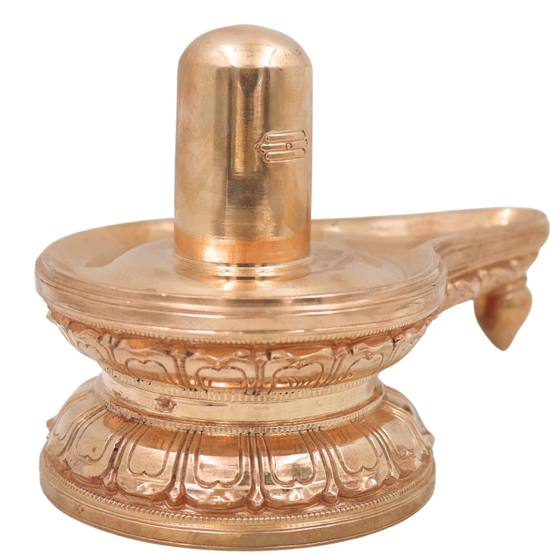 Bronze Shiva Lingam Idol, Handcrafted Chola Style Mahadev Shivling Murti for Pooja, Home Temple & Spiritual Gifting, Gold, 6.5 Inch, 1 Piece