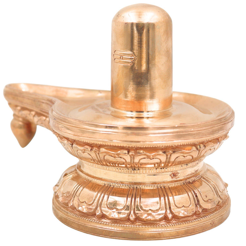 Bronze Shiva Lingam Idol, Handcrafted Chola Style Mahadev Shivling Murti for Pooja, Home Temple & Spiritual Gifting, Gold, 6.5 Inch, 1 Piece