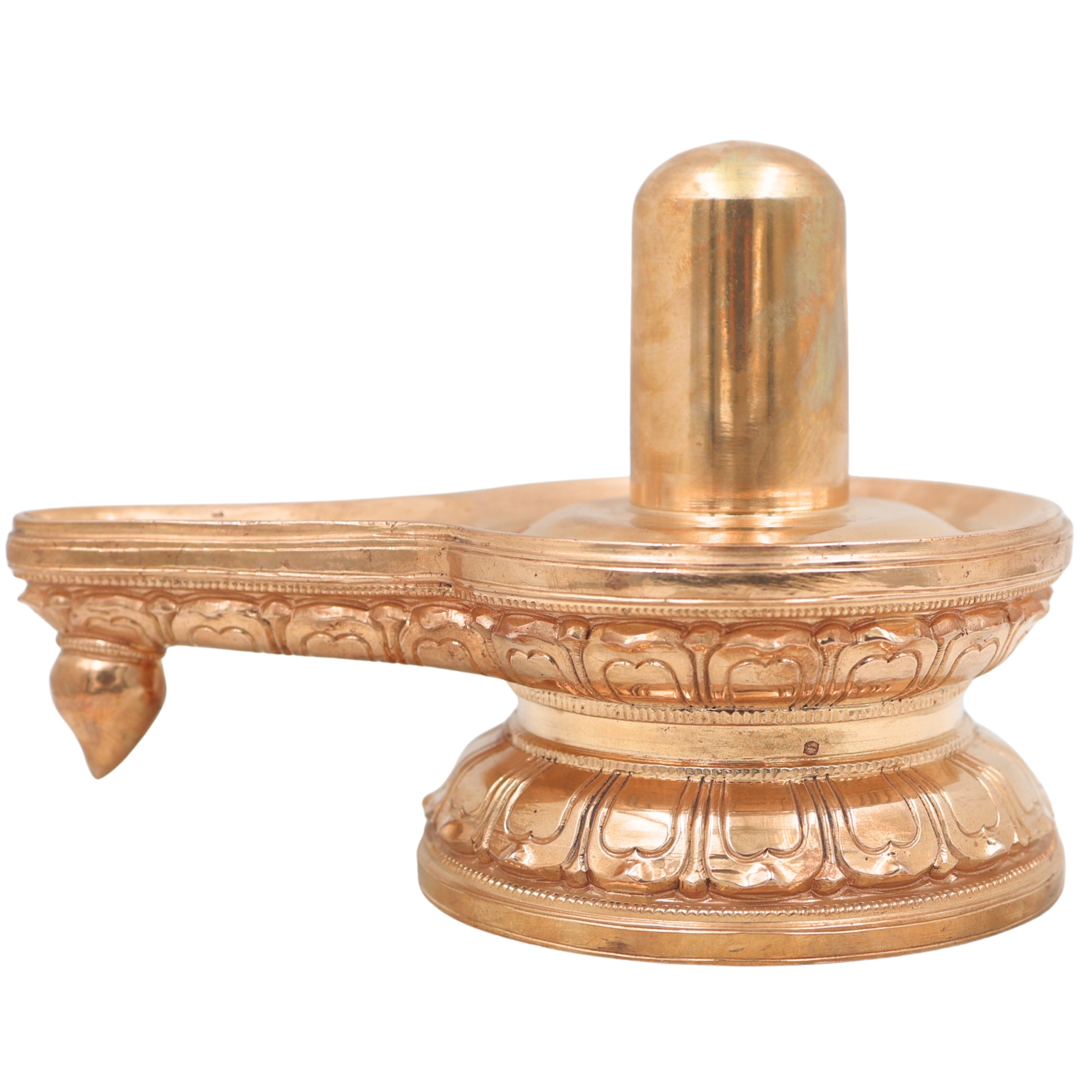Bronze Shiva Lingam Idol, Handcrafted Chola Style Mahadev Shivling Murti for Pooja, Home Temple & Spiritual Gifting, Gold, 6.5 Inch, 1 Piece