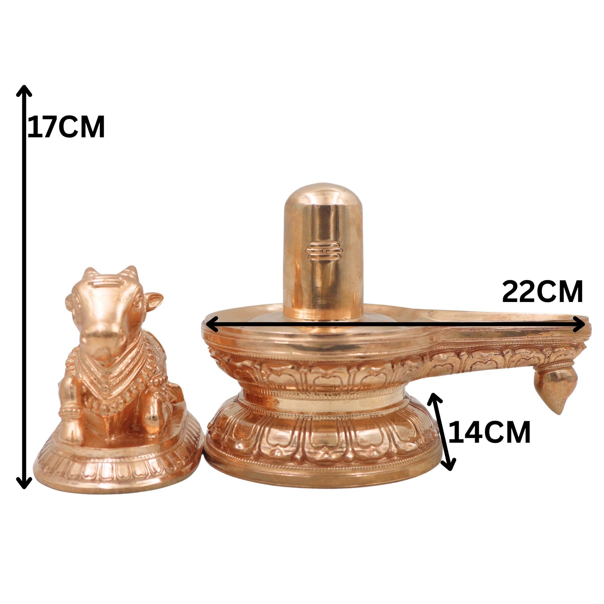 Bronze Shiva Lingam with Nandishwar Idol, Handcrafted Chola Mahadev Shivling Murti for Pooja, Home Temple & Gifting, Gold, 6.5 Inch, 1 Piece